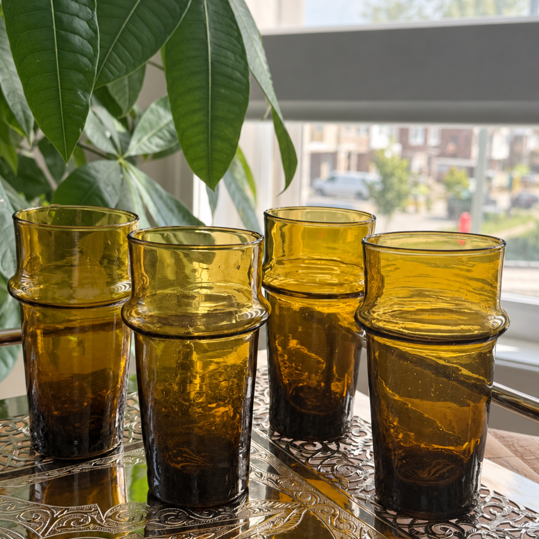 Handblown Moroccan Beldi Glass – Amber | Sold Individually