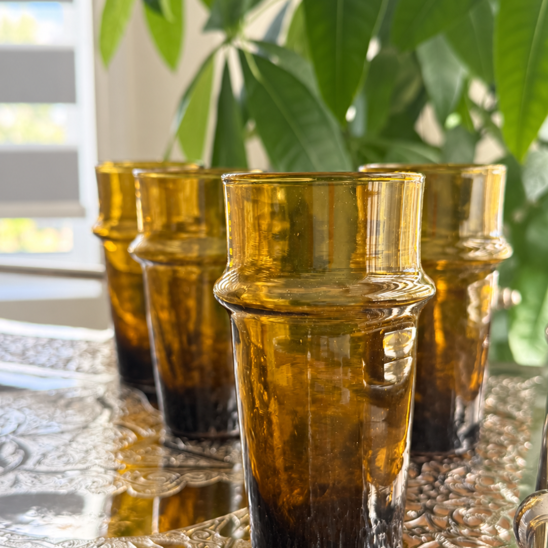 Handblown Moroccan Beldi Glass – Amber | Sold Individually