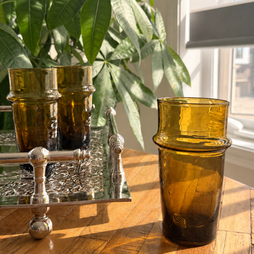 Handblown Moroccan Beldi Glass – Amber | Sold Individually