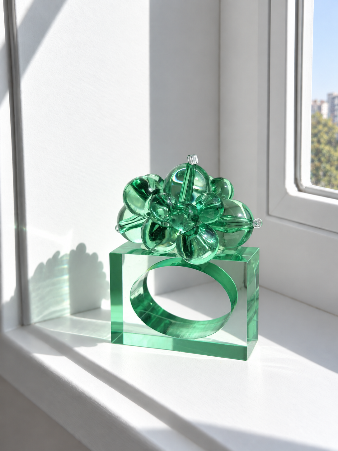 Jade Blossom Napkin Rings – Seafoam Green