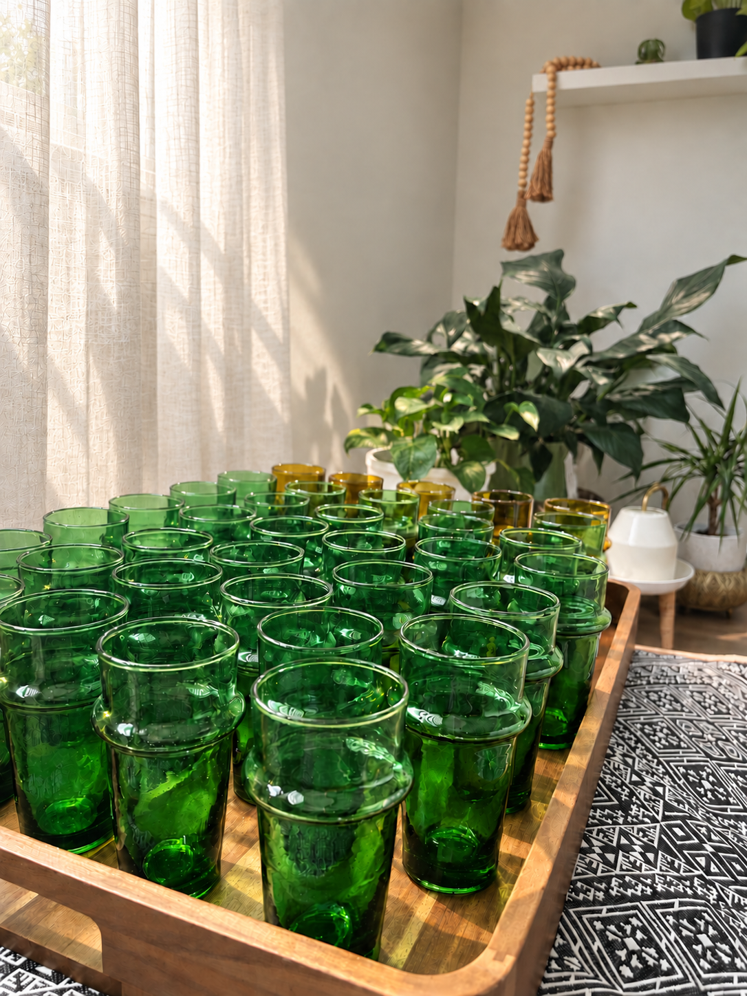 Handblown Moroccan Beldi Glass - Amber