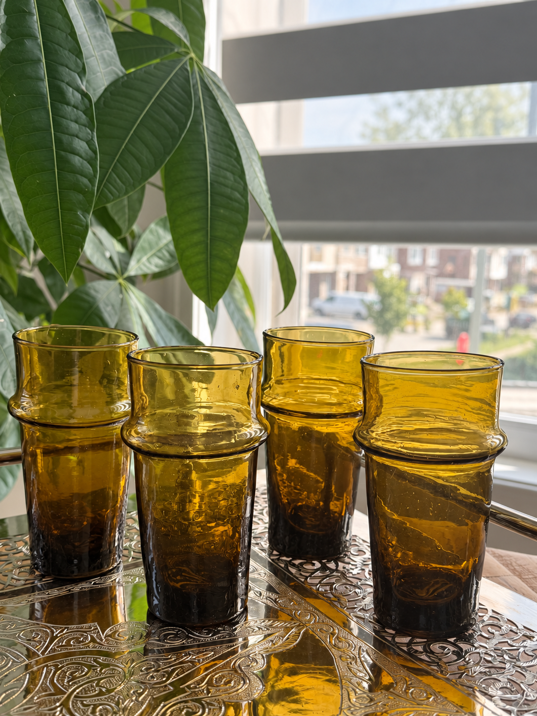 Handblown Moroccan Beldi Glass - Amber
