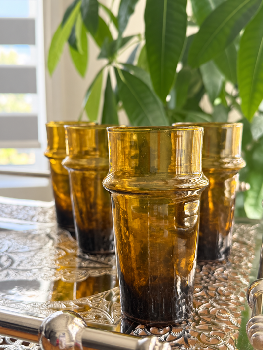 Handblown Moroccan Beldi Glass - Amber
