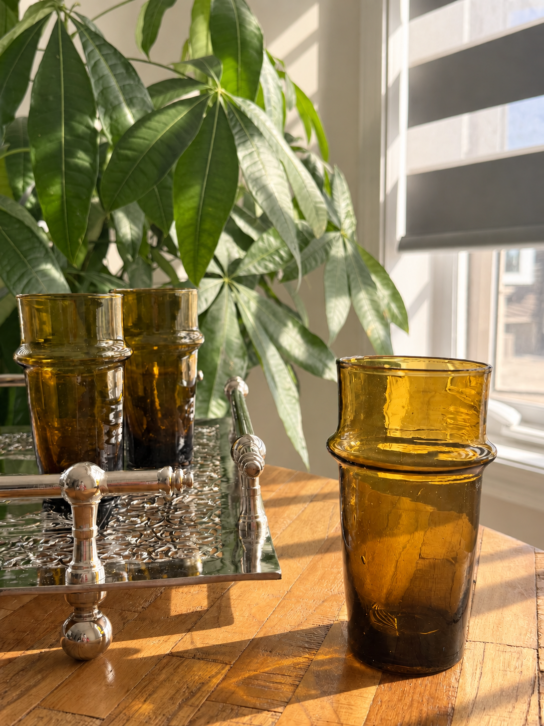 Handblown Moroccan Beldi Glass - Amber