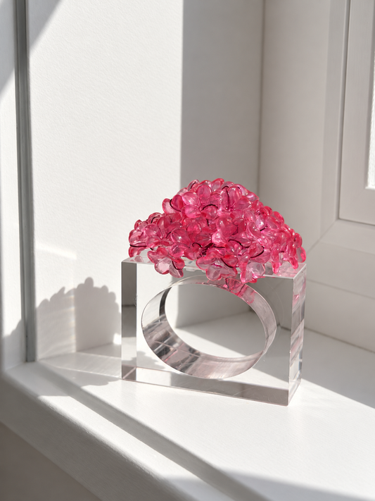 Blush Bloom Floral Napkin Rings – Pink Acrylic